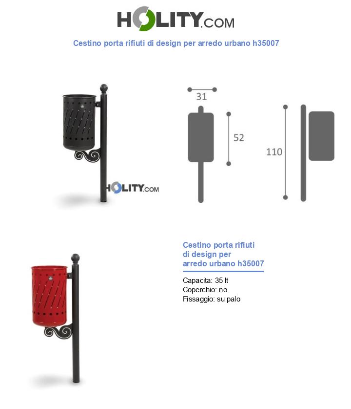 Cestino porta rifiuti di design per arredo urbano h35007