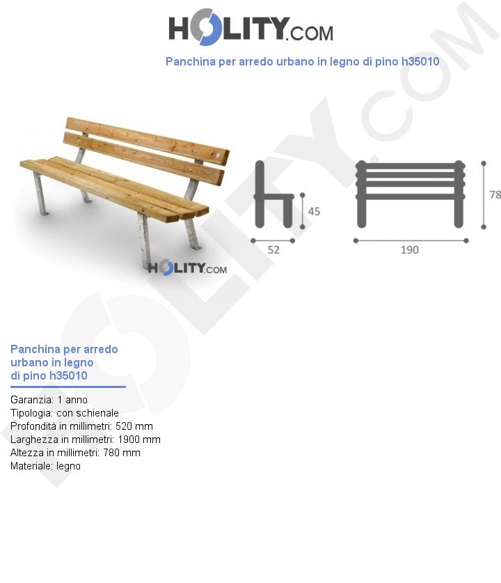 Panchina per arredo urbano in legno di pino h35010