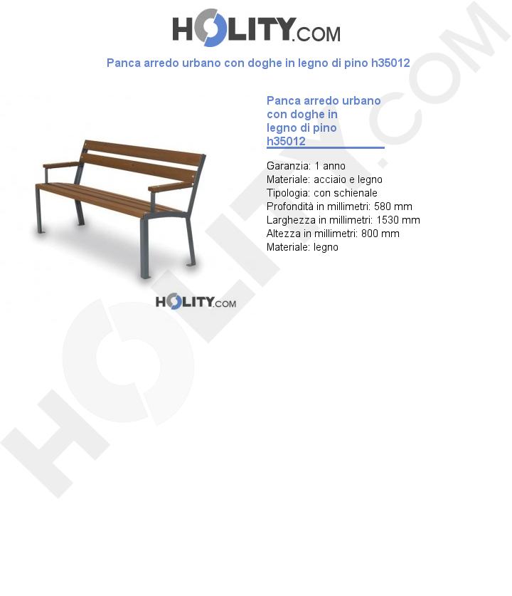 Panca arredo urbano con doghe in legno di pino h35012