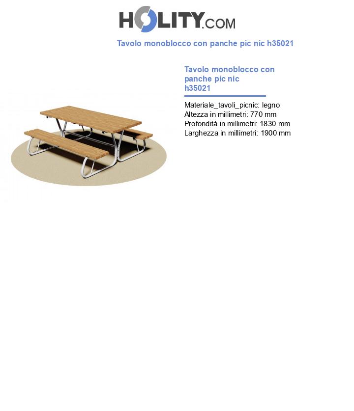 Tavolo monoblocco con panche pic nic h35021