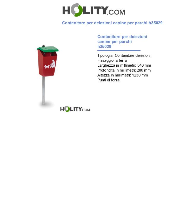 Contenitore per deiezioni canine per parchi h35029