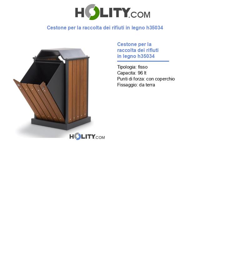 Cestone per la raccolta dei rifiuti in legno h35034