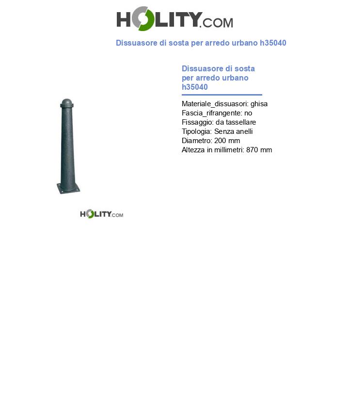 Dissuasore di sosta per arredo urbano h35040