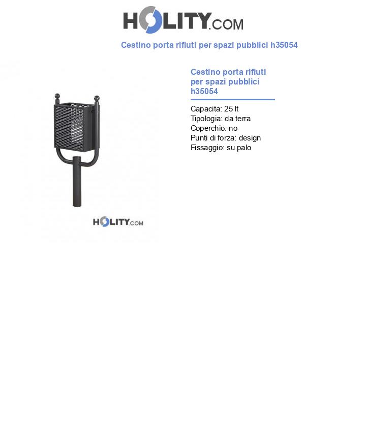 Cestino porta rifiuti per spazi pubblici h35054
