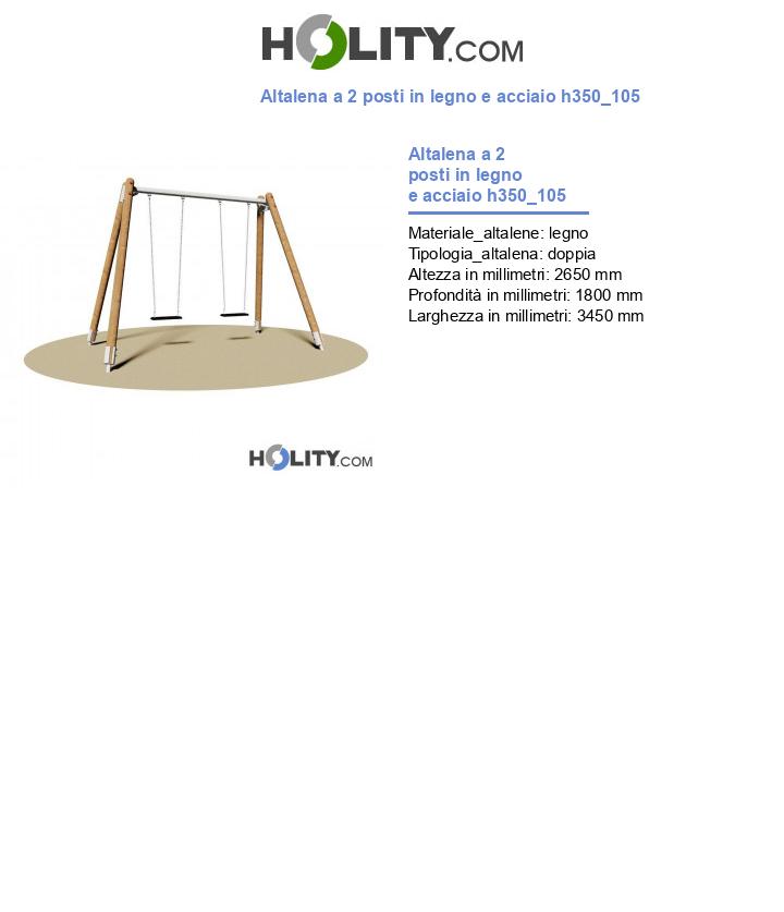 Altalena a 2 posti in legno e acciaio h350_105
