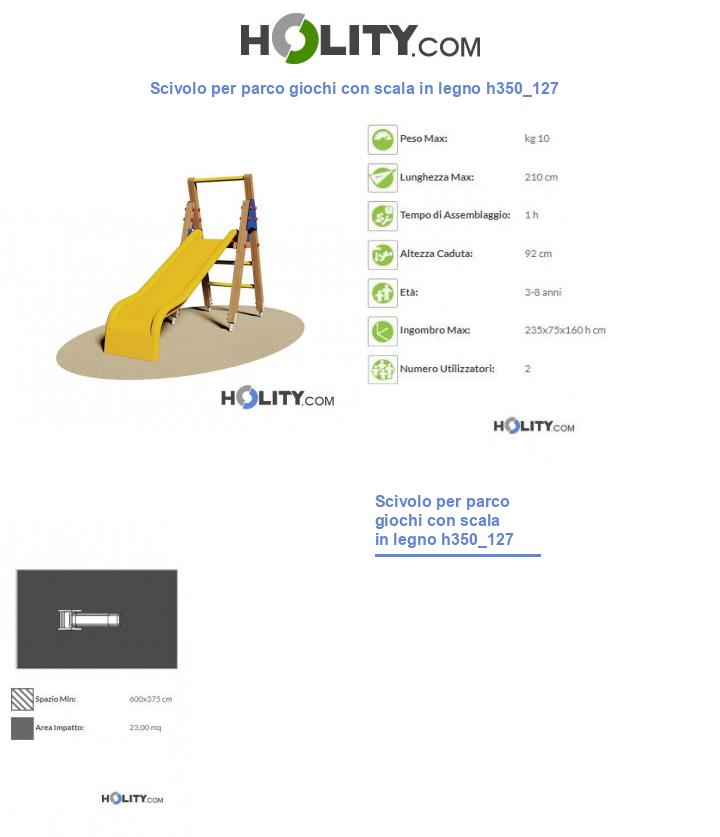 Scivolo per parco giochi con scala in legno h350_127