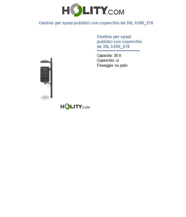 Cestino per spazi pubblici con coperchio da 35L h350_218