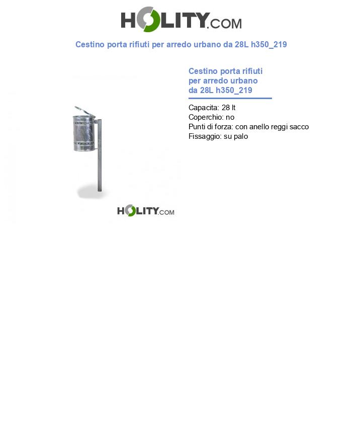 Cestino porta rifiuti per arredo urbano da 28L h350_219
