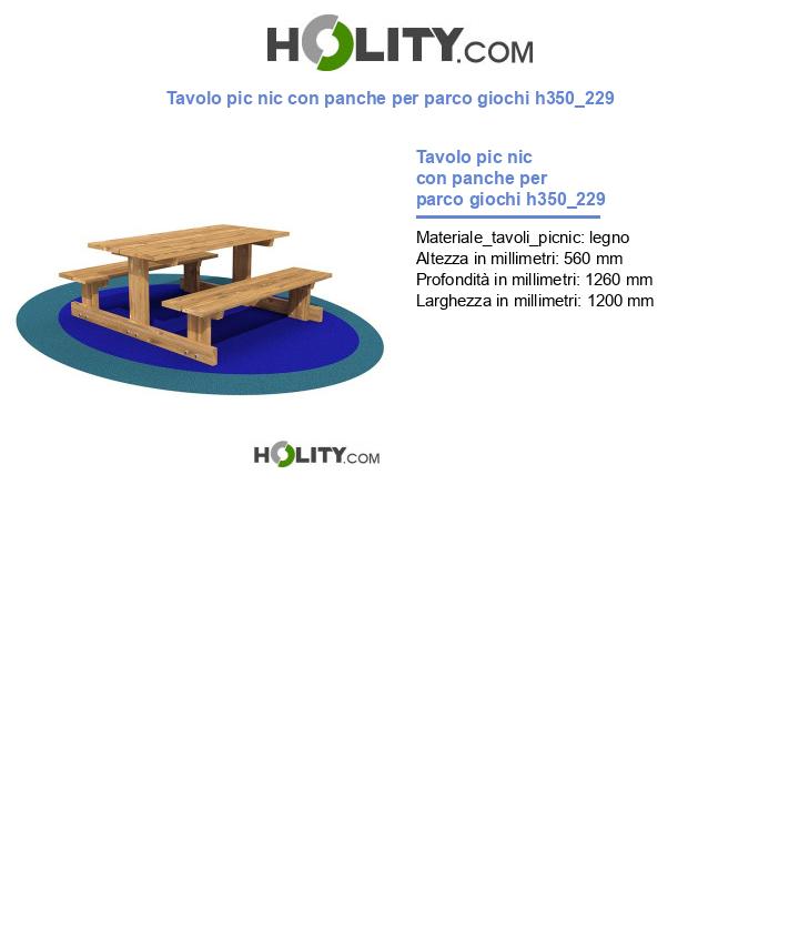 Tavolo pic nic con panche per parco giochi h350_229