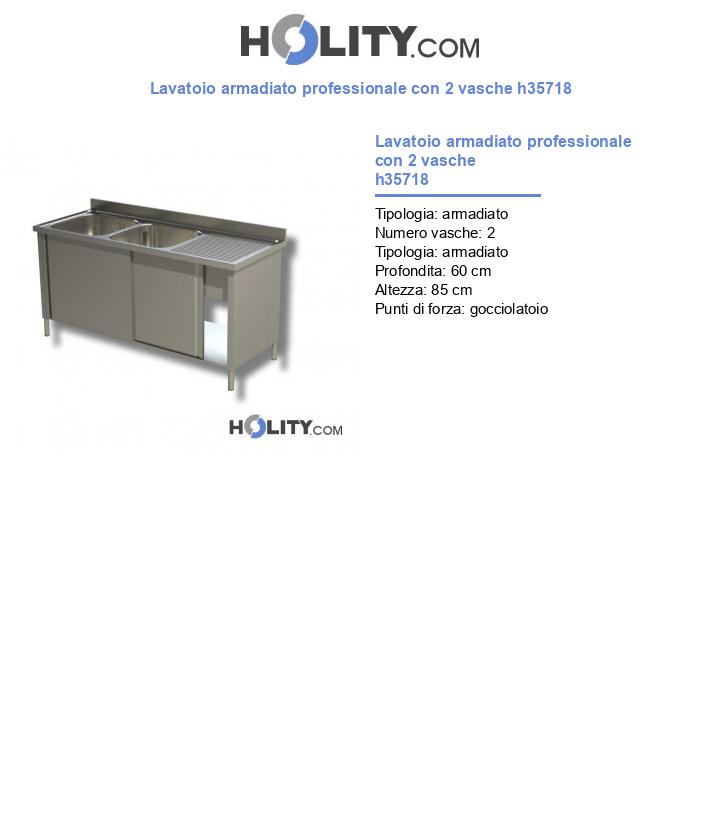 Lavatoio armadiato professionale con 2 vasche h35718