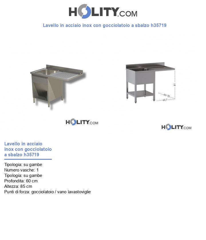 Lavello in acciaio inox con gocciolatoio a sbalzo h35719