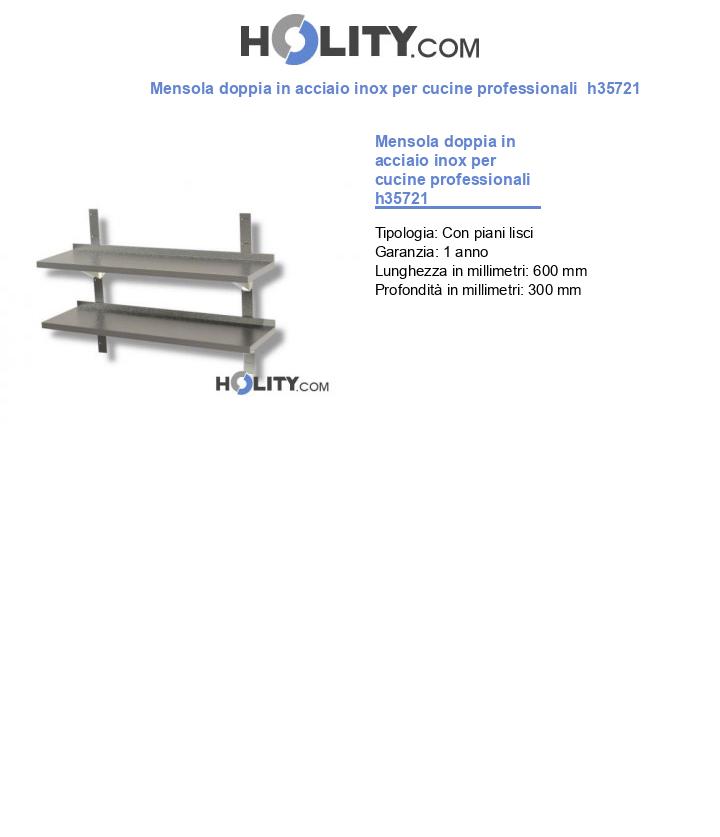 Mensola doppia in acciaio inox per cucine professionali h35721