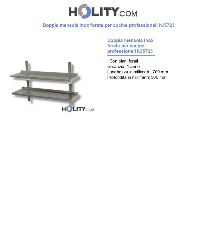 Doppia mensola inox forata per cucine professionali h35723