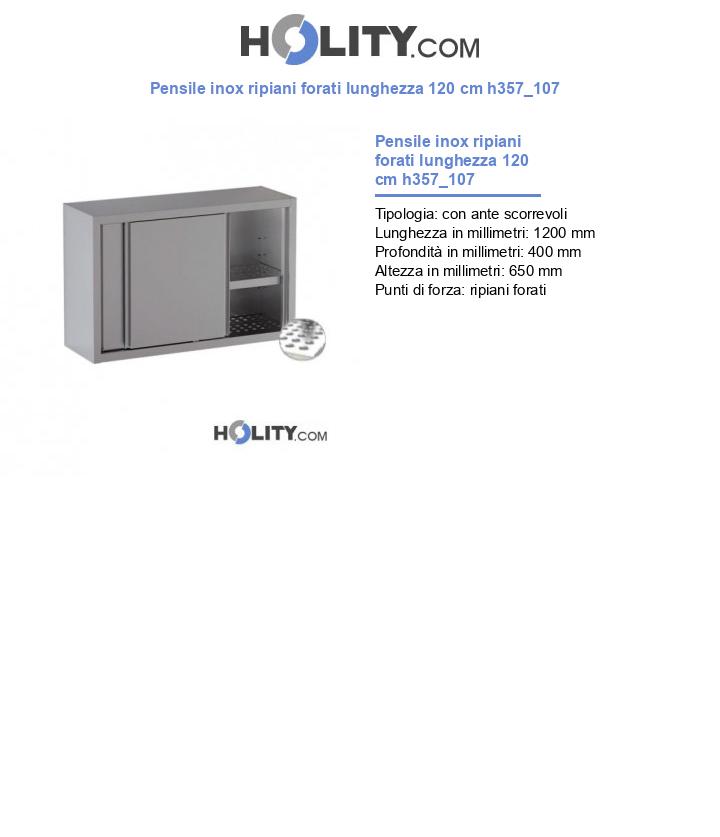 Pensile inox ripiani forati lunghezza 120 cm h357_107