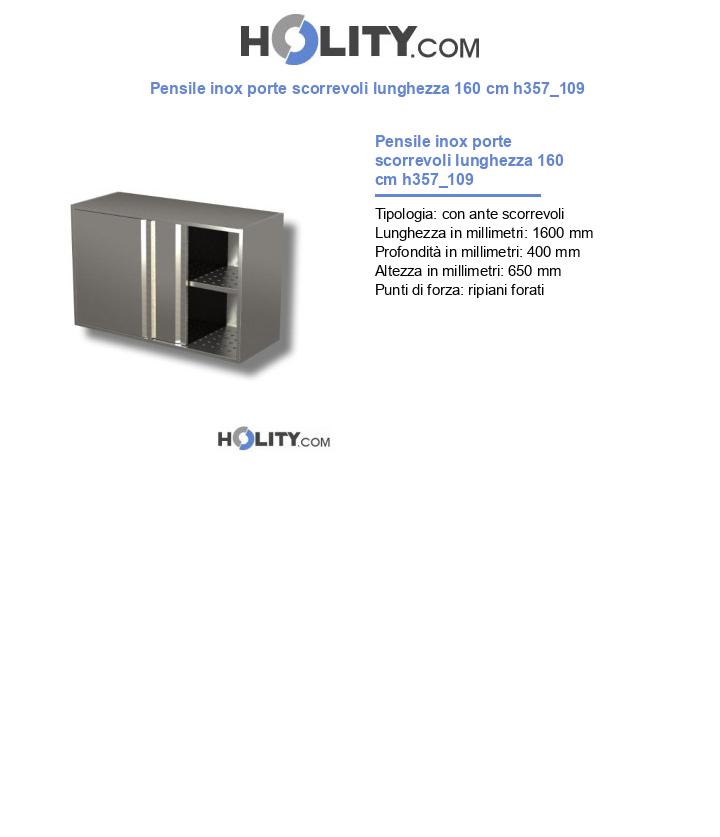 Pensile inox porte scorrevoli lunghezza 160 cm h357_109
