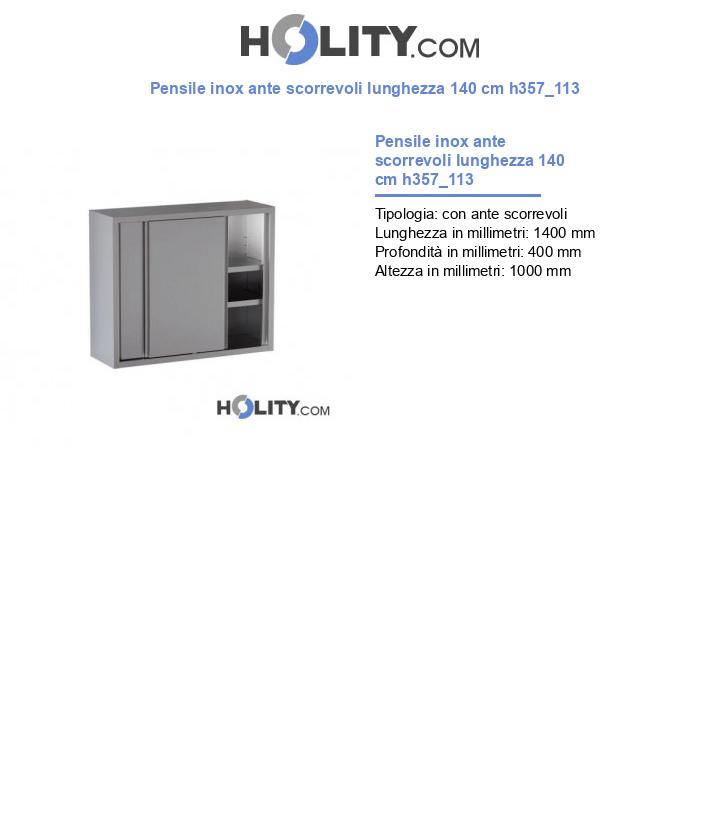 Pensile inox ante scorrevoli lunghezza 140 cm h357_113