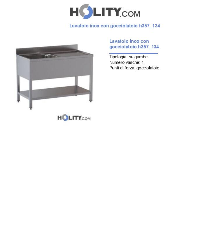 Lavatoio inox con gocciolatoio h357_134