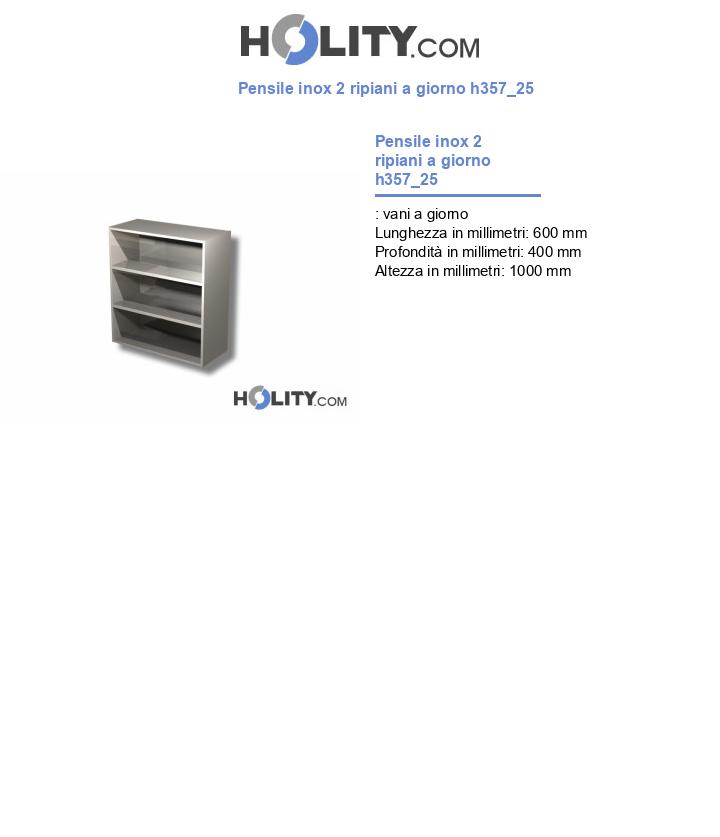 Pensile inox 2 ripiani a giorno h357_25