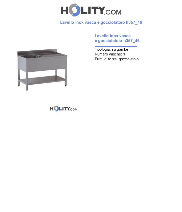 Lavello inox vasca e gocciolatoio h357_46