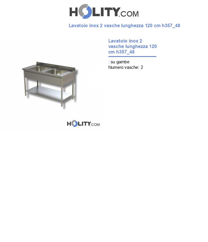 Lavatoio inox 2 vasche lunghezza 120 cm h357_48
