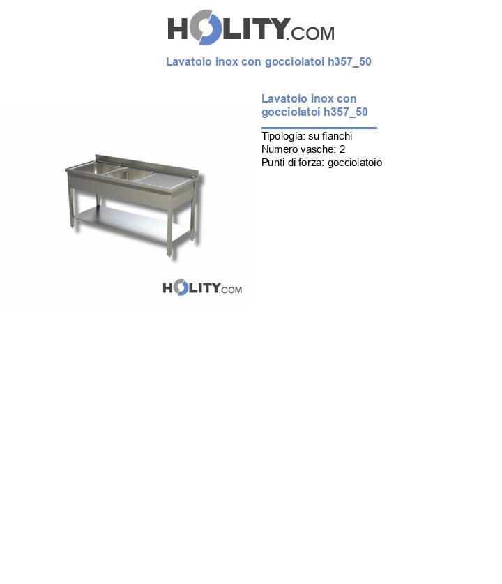 Lavatoio inox con gocciolatoi h357_50