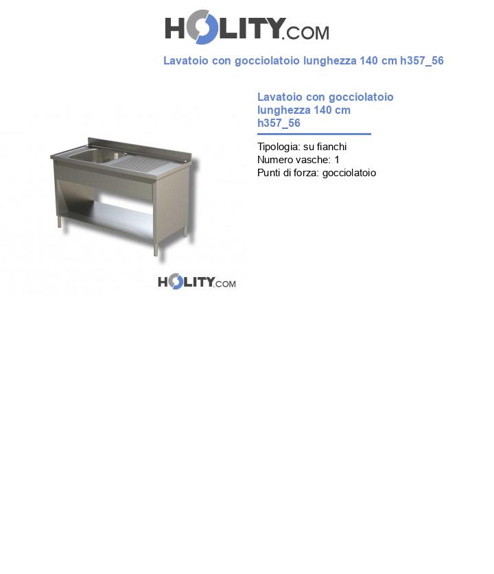 Lavatoio con gocciolatoio lunghezza 140 cm h357_56