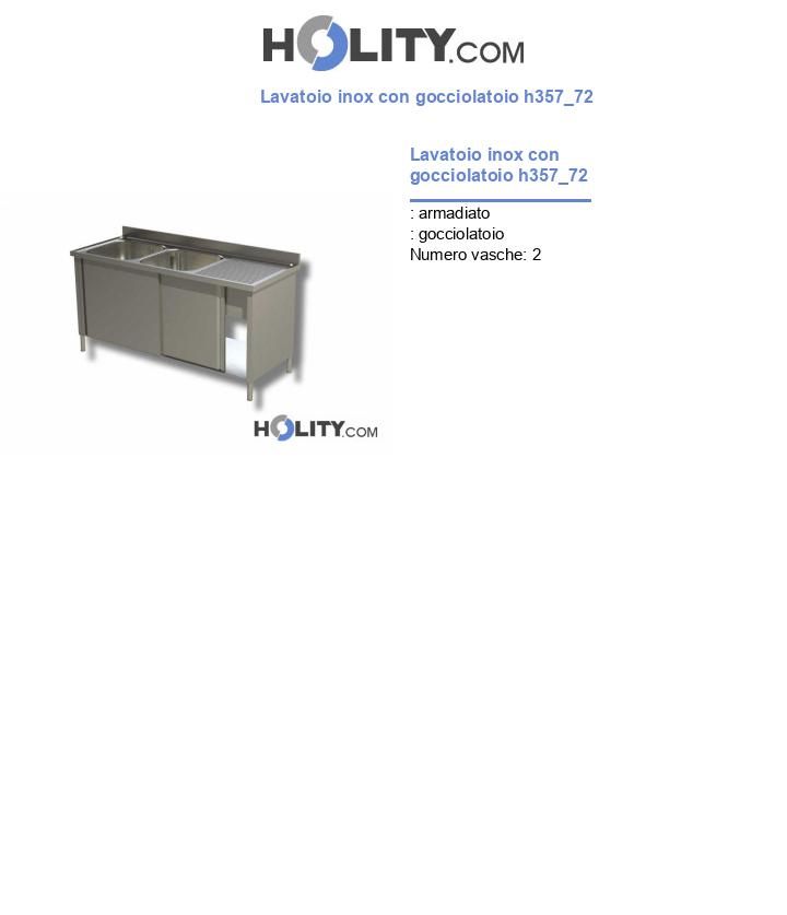 Lavatoio inox con gocciolatoio h357_72