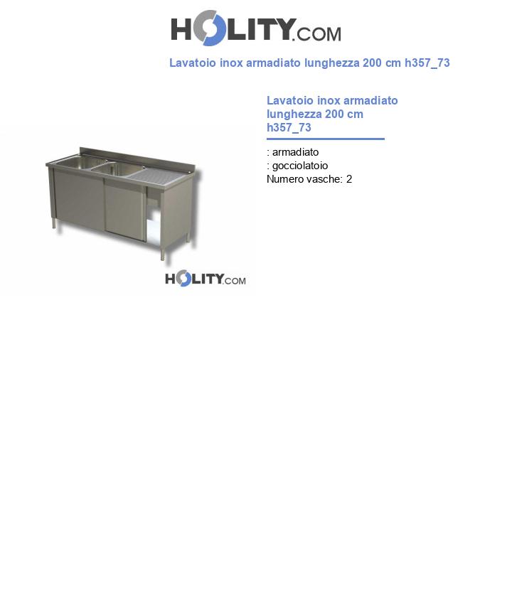 Lavatoio inox armadiato lunghezza 200 cm h357_73