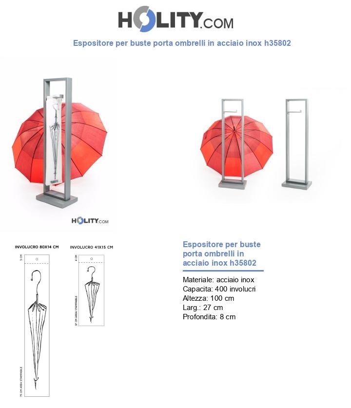 Espositore per buste porta ombrelli in acciaio inox h35802