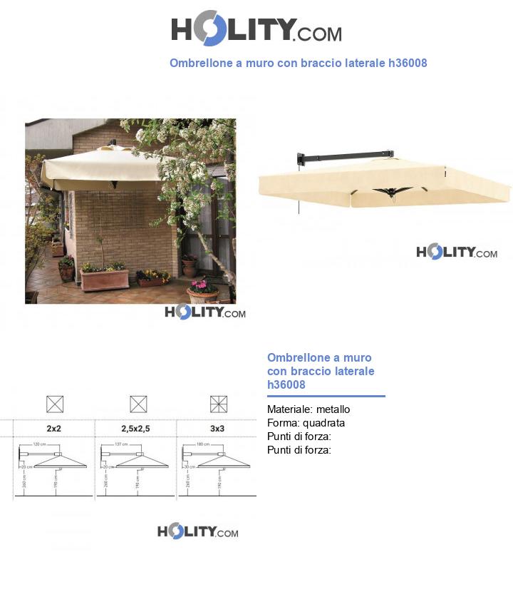 Ombrellone a muro con braccio laterale h36008