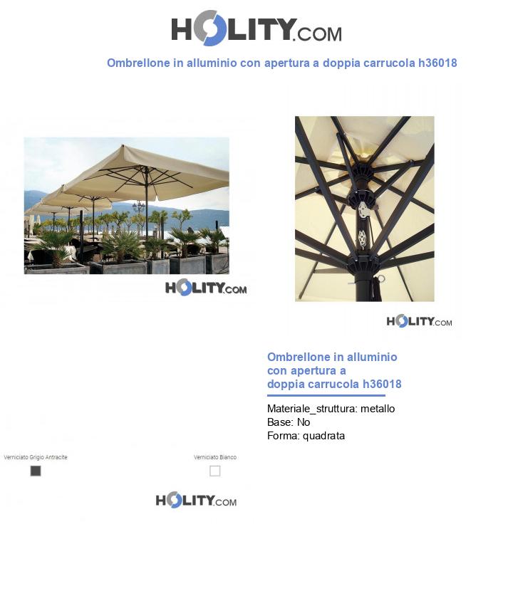 Ombrellone in alluminio con apertura a doppia carrucola h36018