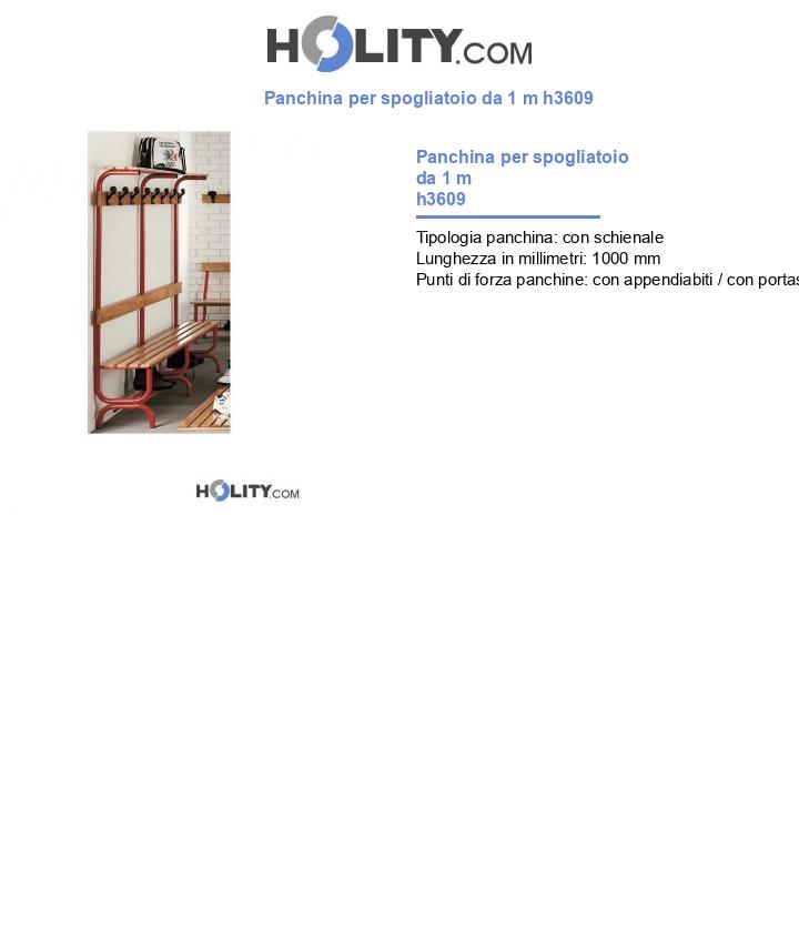 Panchina per spogliatoio da 1 m h3609