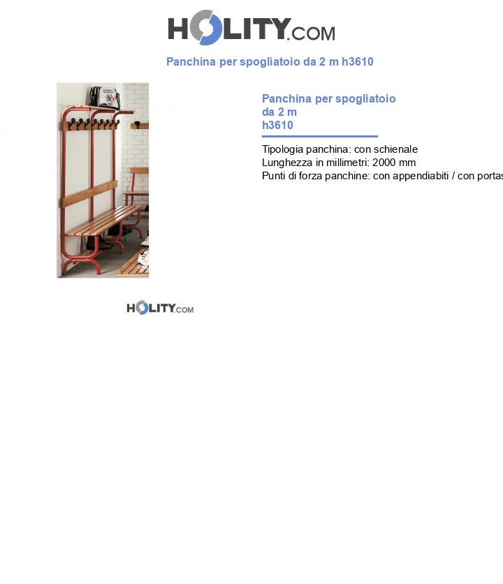 Panchina per spogliatoio da 2 m h3610