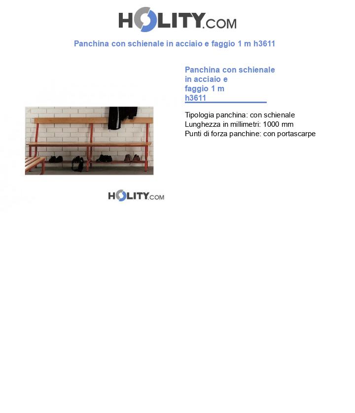 Panchina con schienale in acciaio e faggio 1 m h3611
