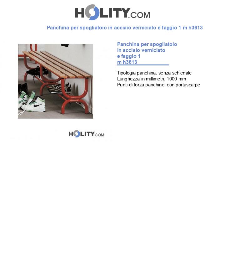 Panchina per spogliatoio in acciaio verniciato e faggio 1 m h3613