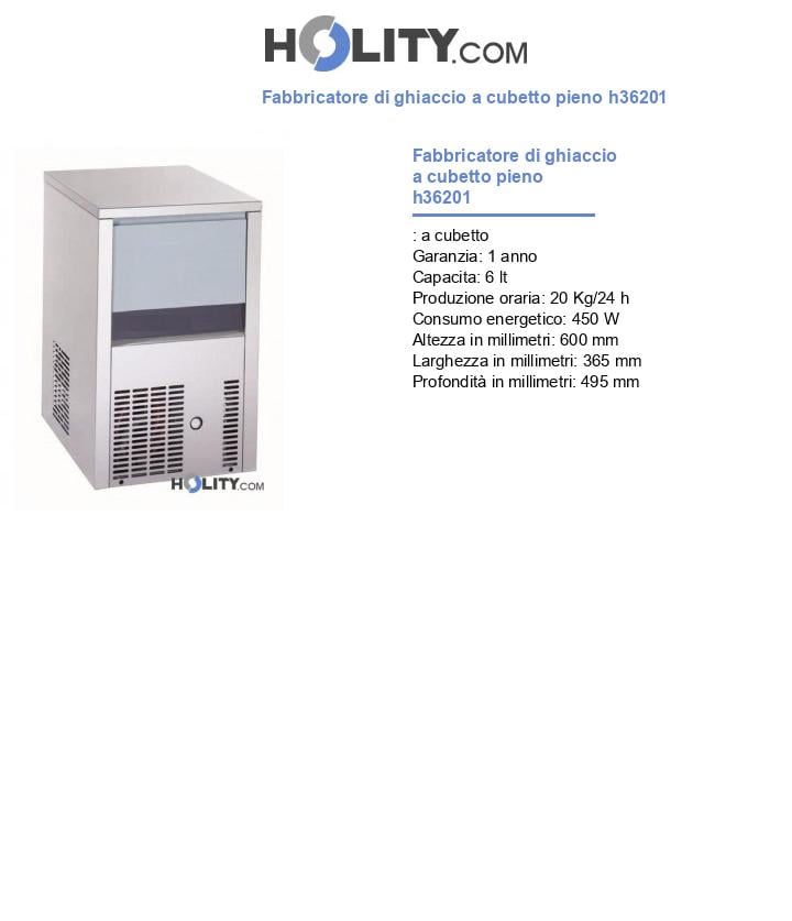 Fabbricatore di ghiaccio a cubetto pieno h36201