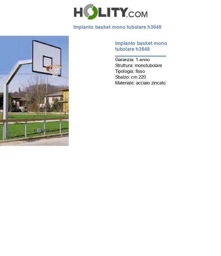 Impianto basket mono tubolare h3648