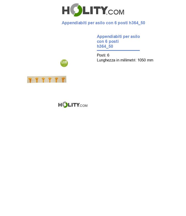 Appendiabiti per asilo con 6 posti h364_50