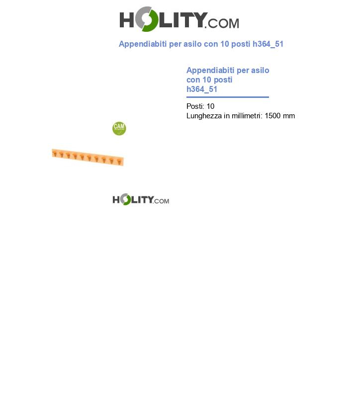 Appendiabiti per asilo con 10 posti h364_51