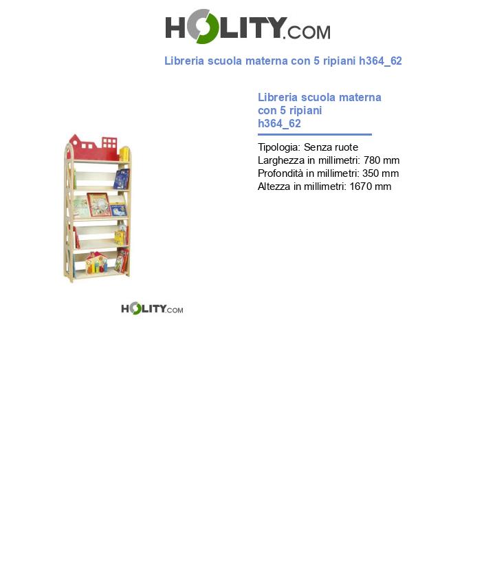 Libreria scuola materna con 5 ripiani h364_62