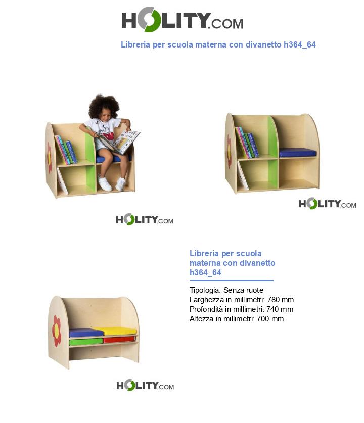 Libreria per scuola materna con divanetto h364_64