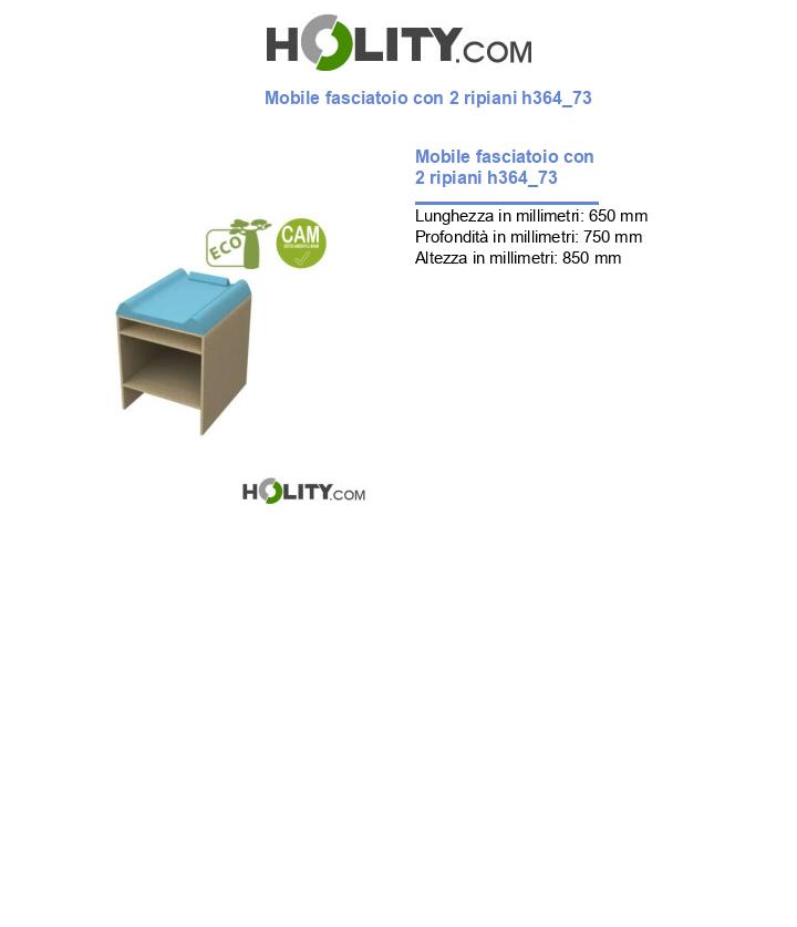Mobile fasciatoio con 2 ripiani h364_73