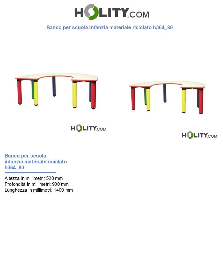 Banco per scuola infanzia materiale riciclato h364_80