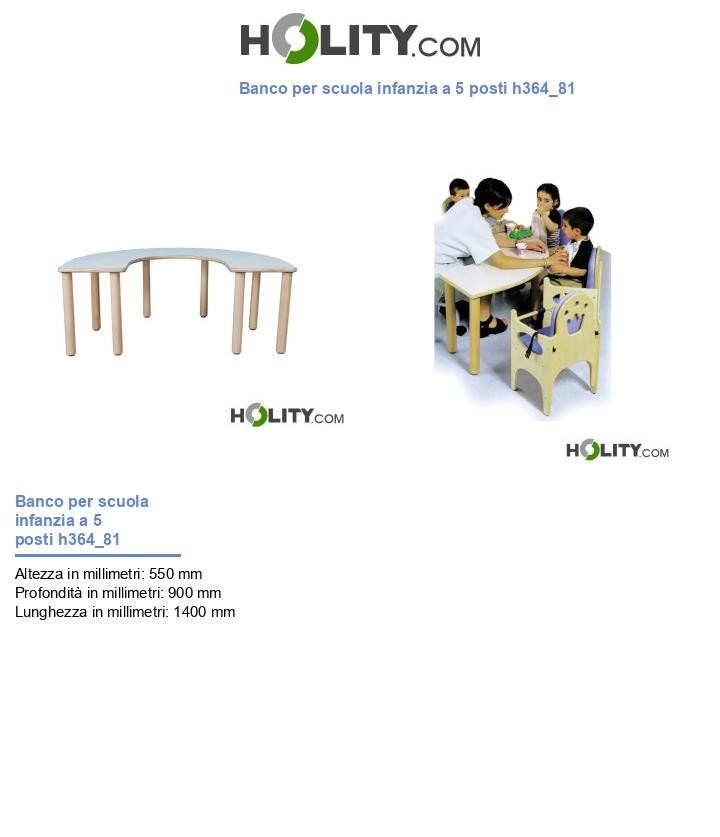 Banco per scuola infanzia a 5 posti h364_81