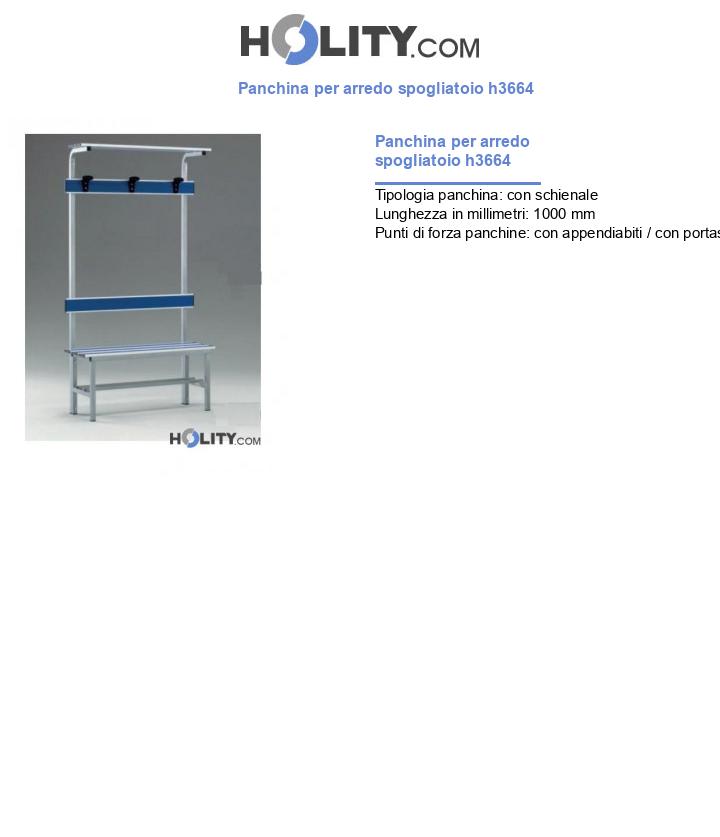 Panchina per arredo spogliatoio h3664