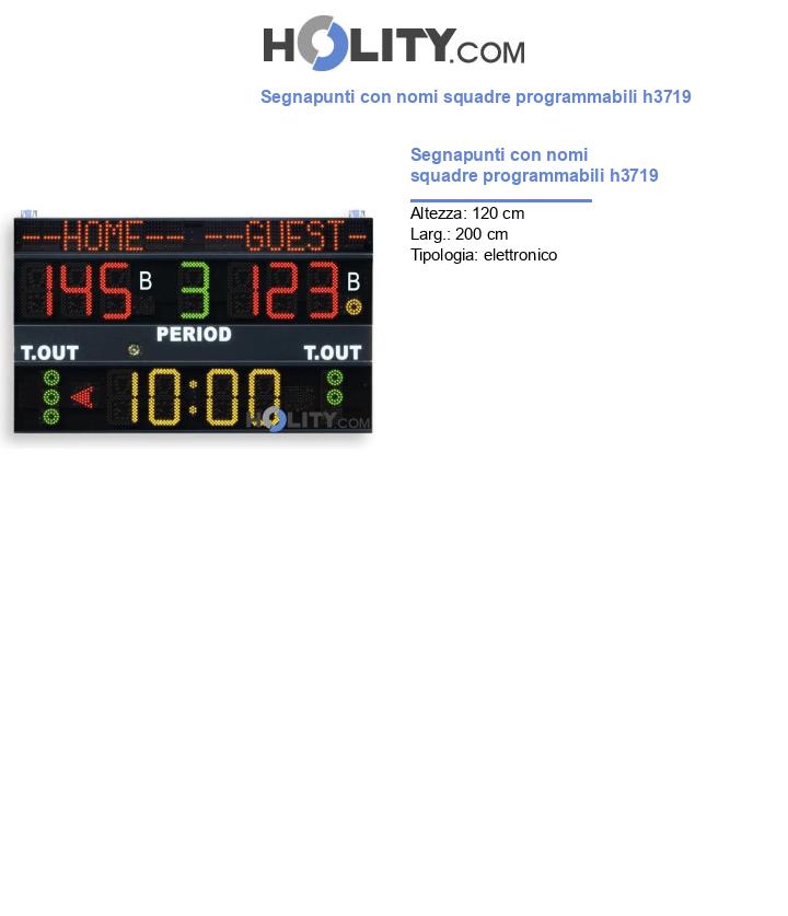 Segnapunti con nomi squadre programmabili h3719