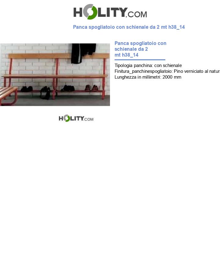 Panca spogliatoio con schienale da 2 mt h38_14