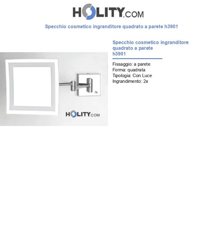 Specchio cosmetico ingranditore quadrato a parete h3901
