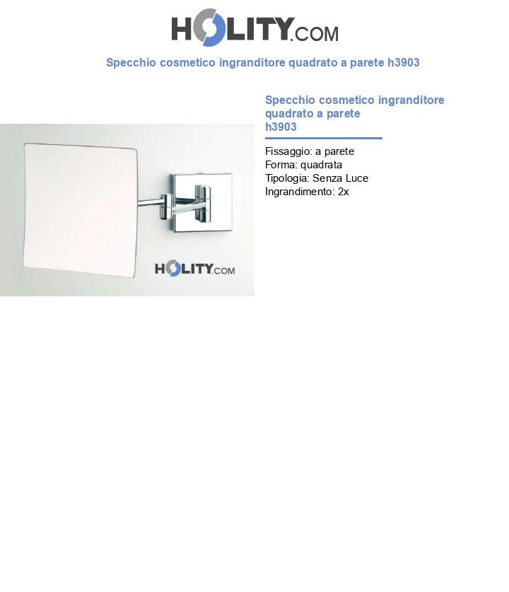 Specchio cosmetico ingranditore quadrato a parete h3903