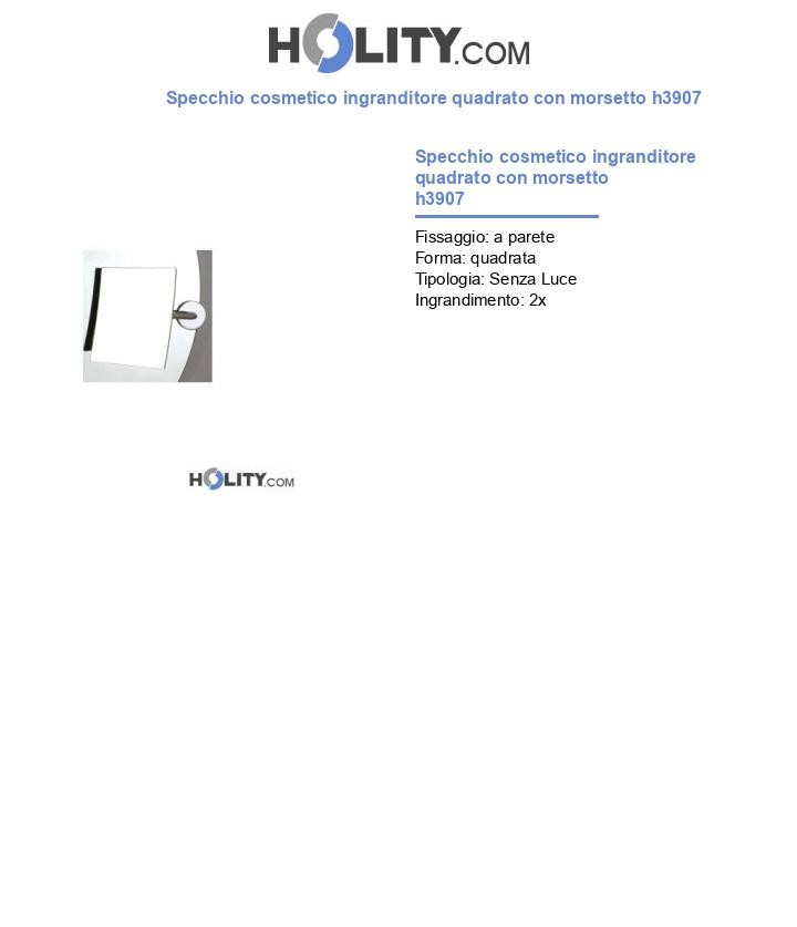Specchio cosmetico ingranditore quadrato con morsetto h3907